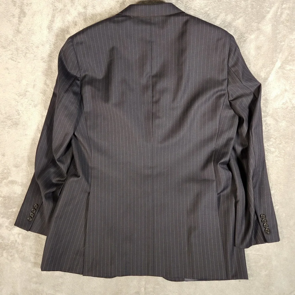 Hickey Freeman Blazer Mens 44 LNG Navy Blue Excellent Pinstripe Worsted Wool USA